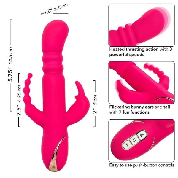 Jack Fantasy Dreifach Beheizter Vibrator Rabbit Rosa von Calexotics kaufen | Fesselliebe