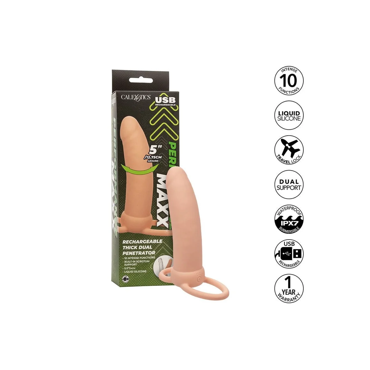 Maxx Thick Dual Penetrator 10 Vibrationen Fleisch von Calexotics kaufen | Fesselliebe