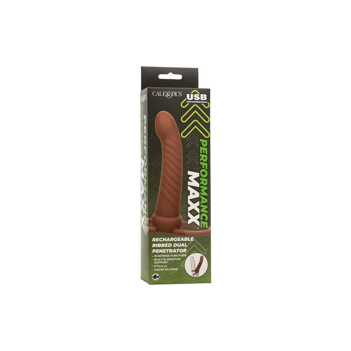 Maxx Ribbed Dual Penetrator 10 Vibrationen Braun von Calexotics kaufen | Fesselliebe