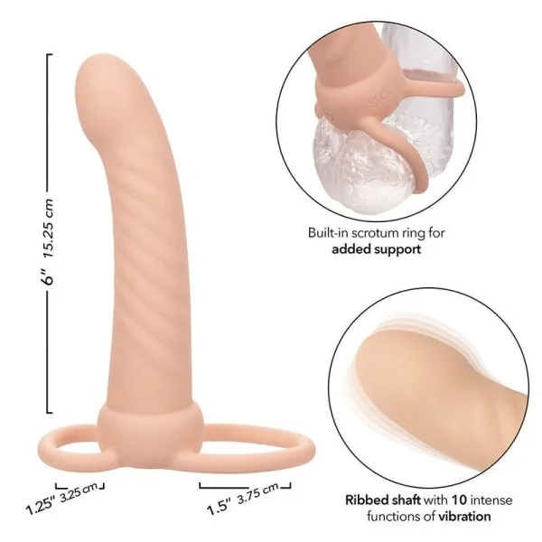Maxx Ribbed Dual Penetrator 10 Vibrationen Fleisch von Calexotics kaufen | Fesselliebe