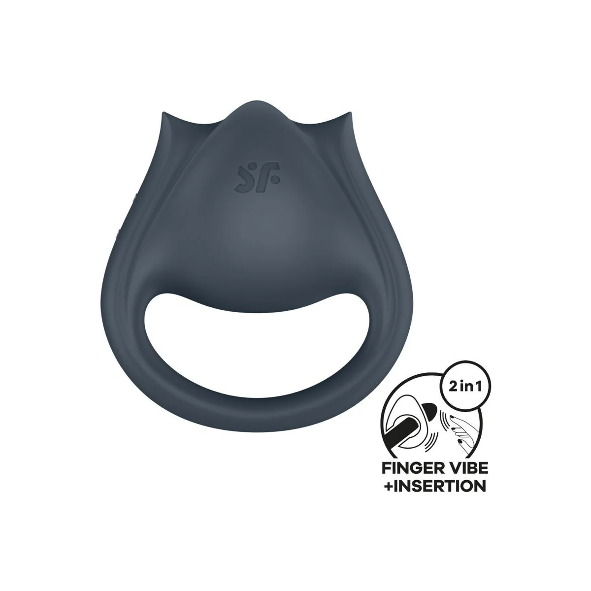 Perfect Pair 2 Multivibrator 2 in 1 Penisring und Fingerstimulator Grau von Satisfyer Partner kaufen | Fesselliebe