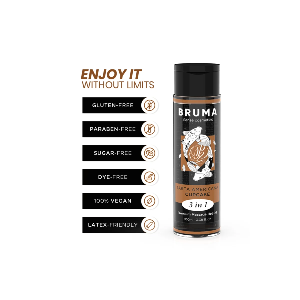 Premium-Massageöl mit Wärmeeffekt, Cupcake-Geschmack 3 in 1 - 100 ml von Bruma kaufen | Fesselliebe