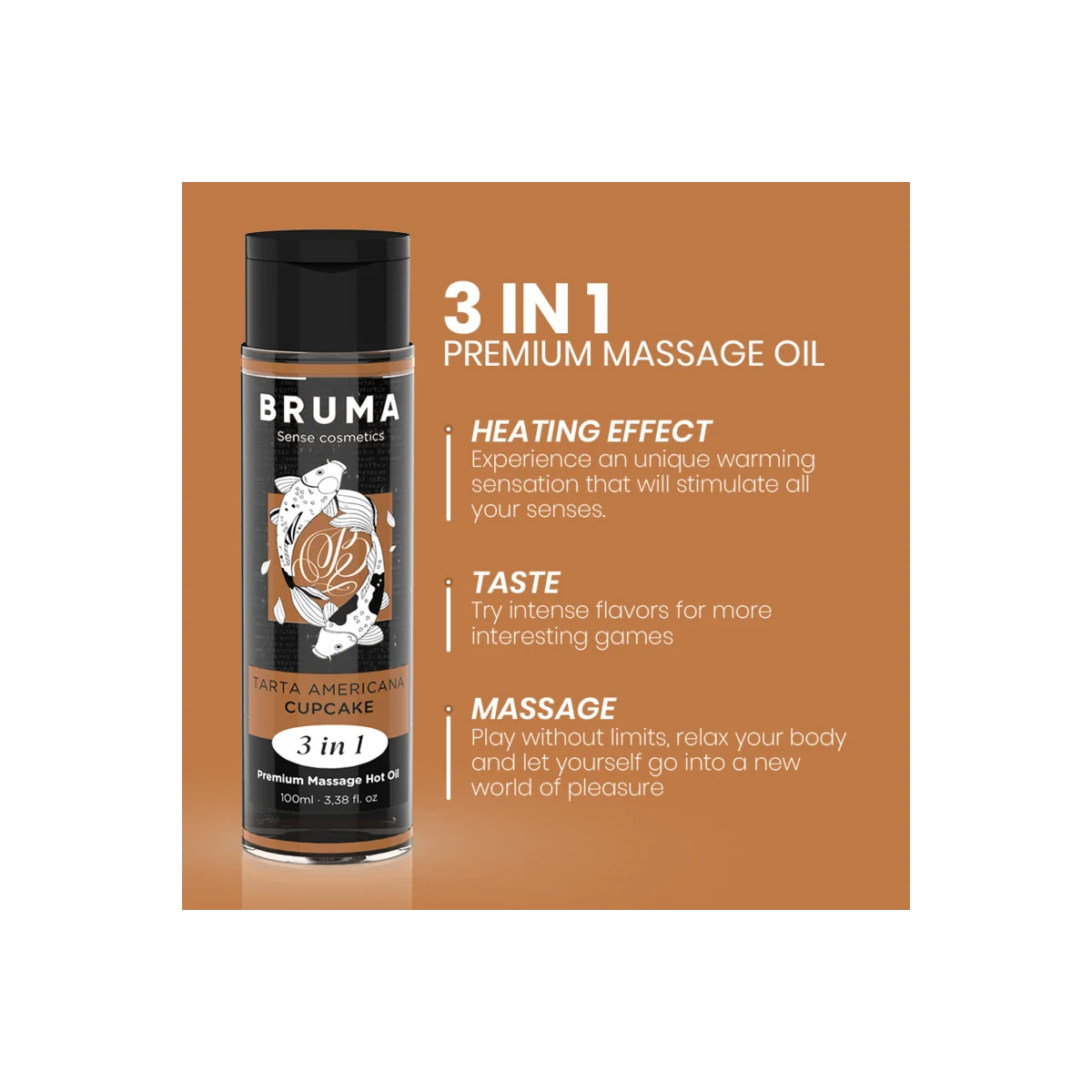 Premium-Massageöl mit Wärmeeffekt, Cupcake-Geschmack 3 in 1 - 100 ml von Bruma kaufen | Fesselliebe