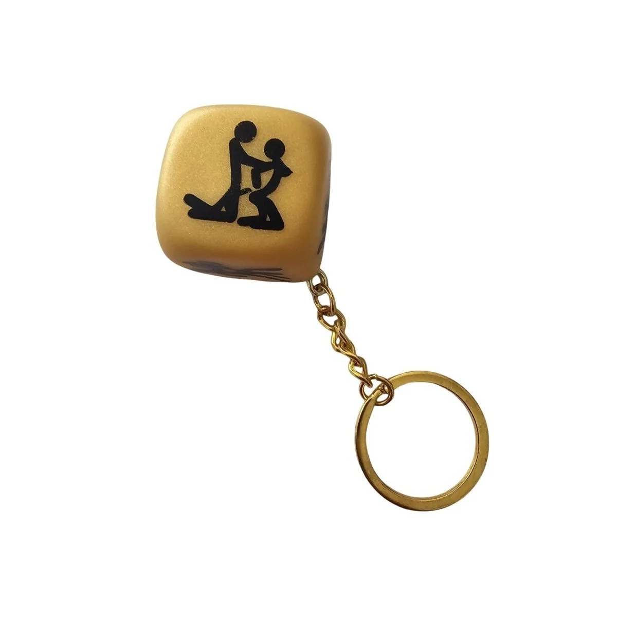 Goldener Würfel-Schlüsselanhnger mit Posen von Diablo Picante kaufen | Fesselliebe