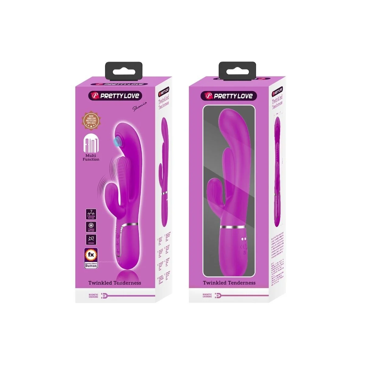 Shania Triple Rabbit Vibrator Multifunktions-Rosa von Pretty Love Flirtation kaufen | Fesselliebe
