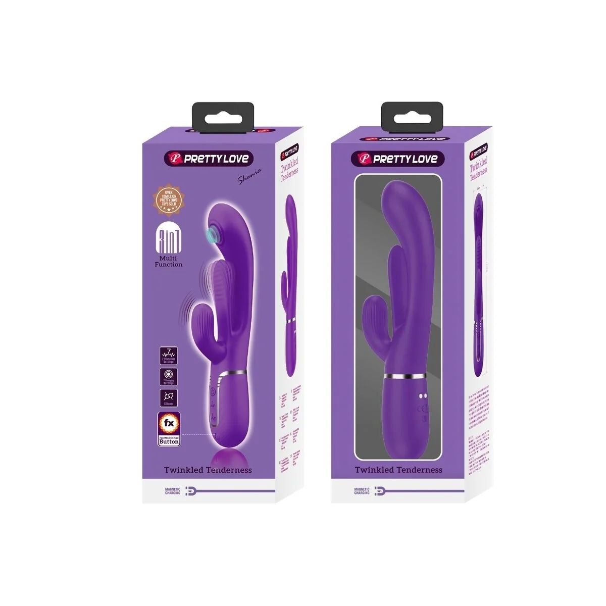 Shania Triple Rabbit Vibrator Multifunktions-Lila von Pretty Love kaufen | Fesselliebe