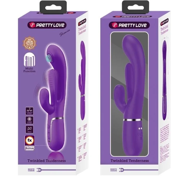 Shania Triple Rabbit Vibrator Multifunktions-Lila von Pretty Love kaufen | Fesselliebe