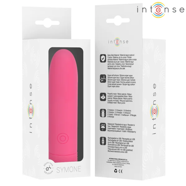 Symone Usb wiederaufladbarer Vibrierender Bullet 8 Vibrationen Rosa 10 X 2,2 cm von Intense Fun kaufen | Fesselliebe
