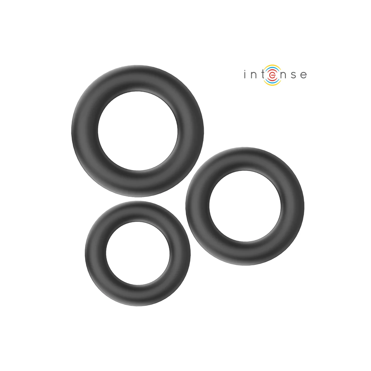 Hugh 3 Basic Penisringe aus Silikon Schwarz von Intense Couples Toys kaufen | Fesselliebe