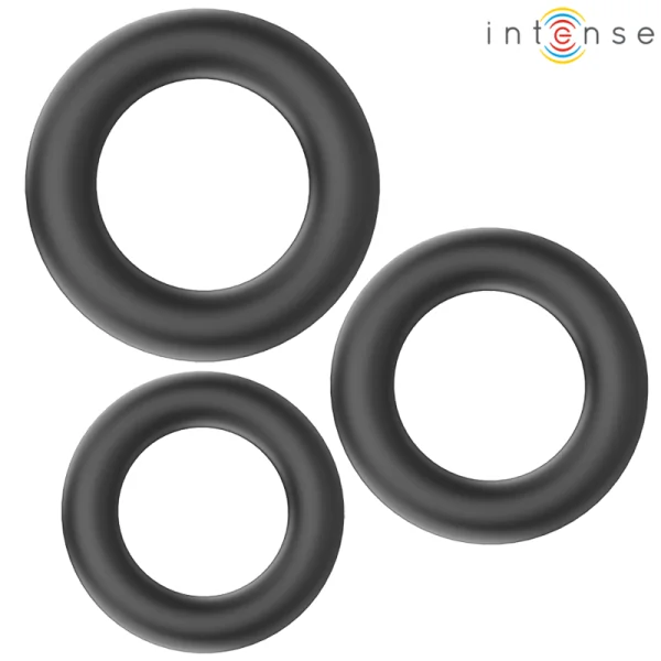 Hugh 3 Basic Penisringe aus Silikon Schwarz von Intense Couples Toys kaufen | Fesselliebe