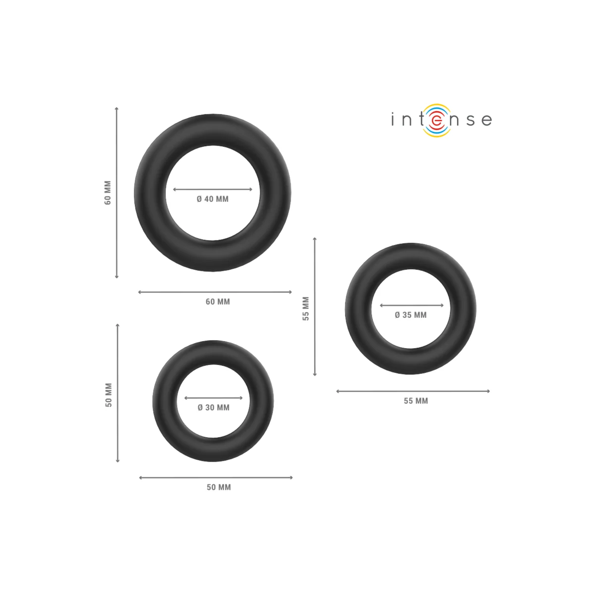 Hugh 3 Basic Penisringe aus Silikon Schwarz von Intense Couples Toys kaufen | Fesselliebe