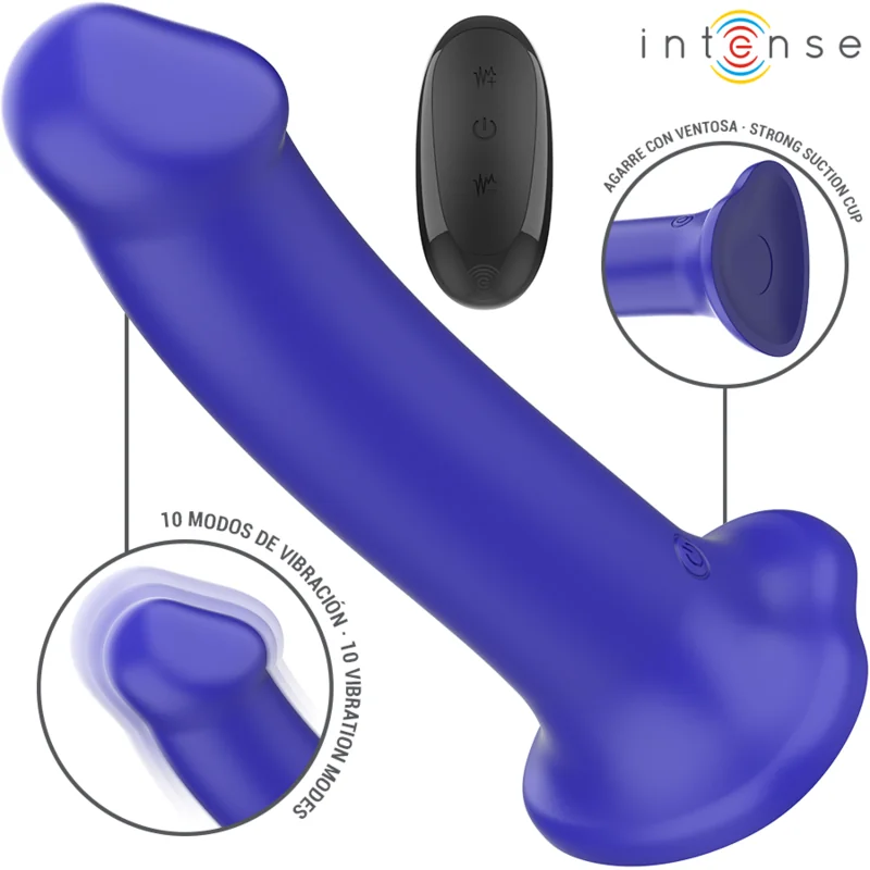 Victoria Vibrator mit Saugnäpfen 10 Vibrationen Dunkelblau mit Fernbedienung von Intense Fun kaufen | Fesselliebe