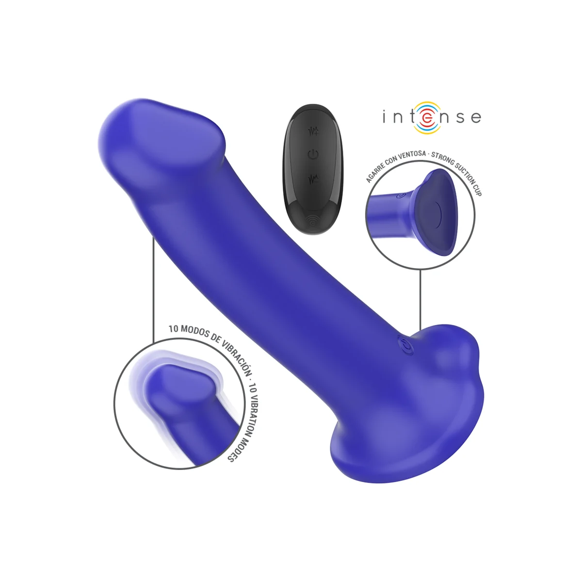Victoria Vibrator mit Saugnäpfen 10 Vibrationen Dunkelblau mit Fernbedienung von Intense Fun kaufen | Fesselliebe