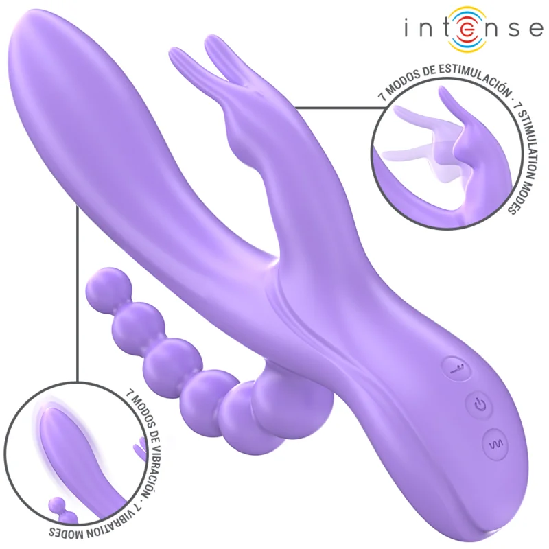 Miko Dreifach-Vibrator Rabbit & Stimulator & Anal 7 Vibrationen Lila von Intense Fun kaufen | Fesselliebe