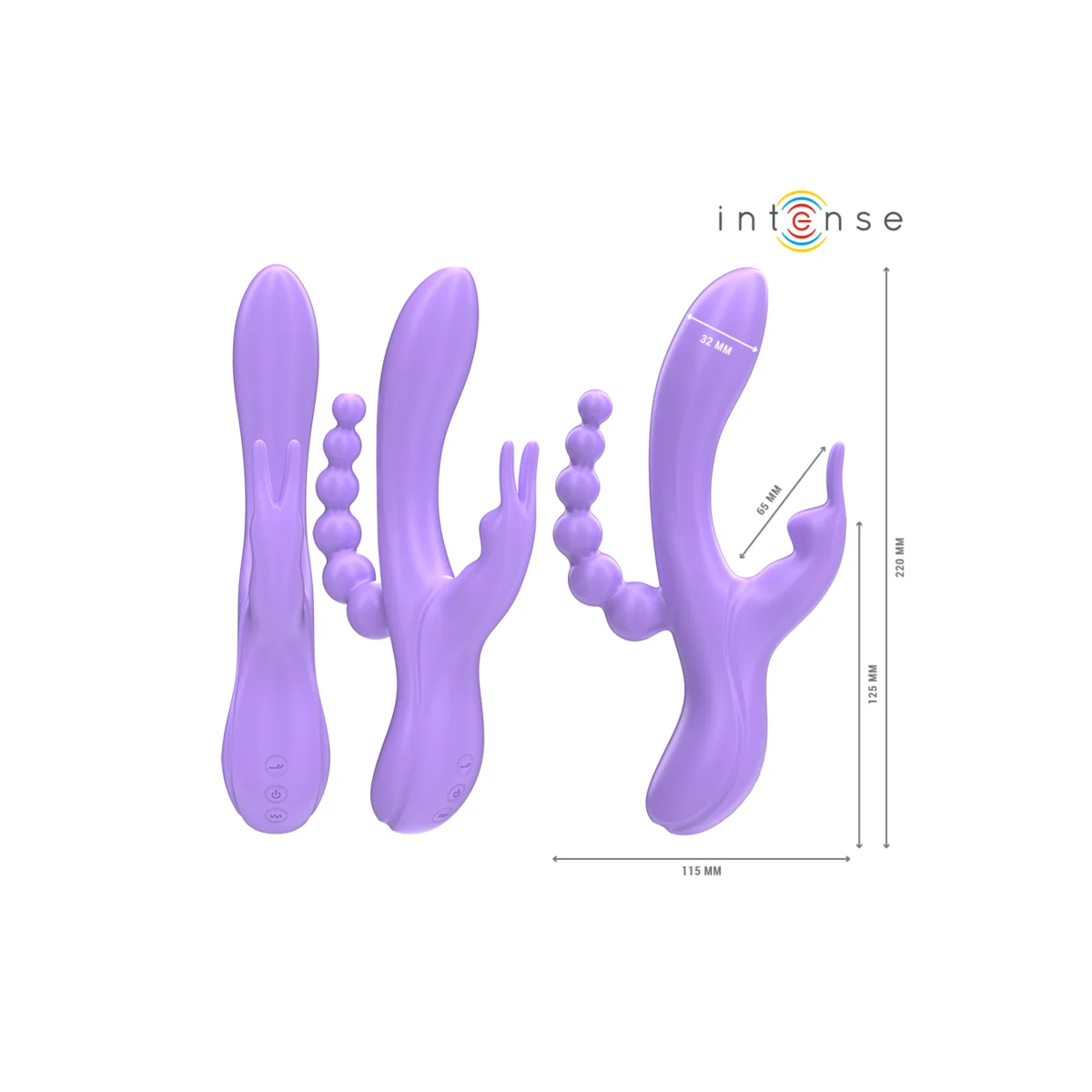 Miko Dreifach-Vibrator Rabbit & Stimulator & Anal 7 Vibrationen Lila von Intense Fun kaufen | Fesselliebe