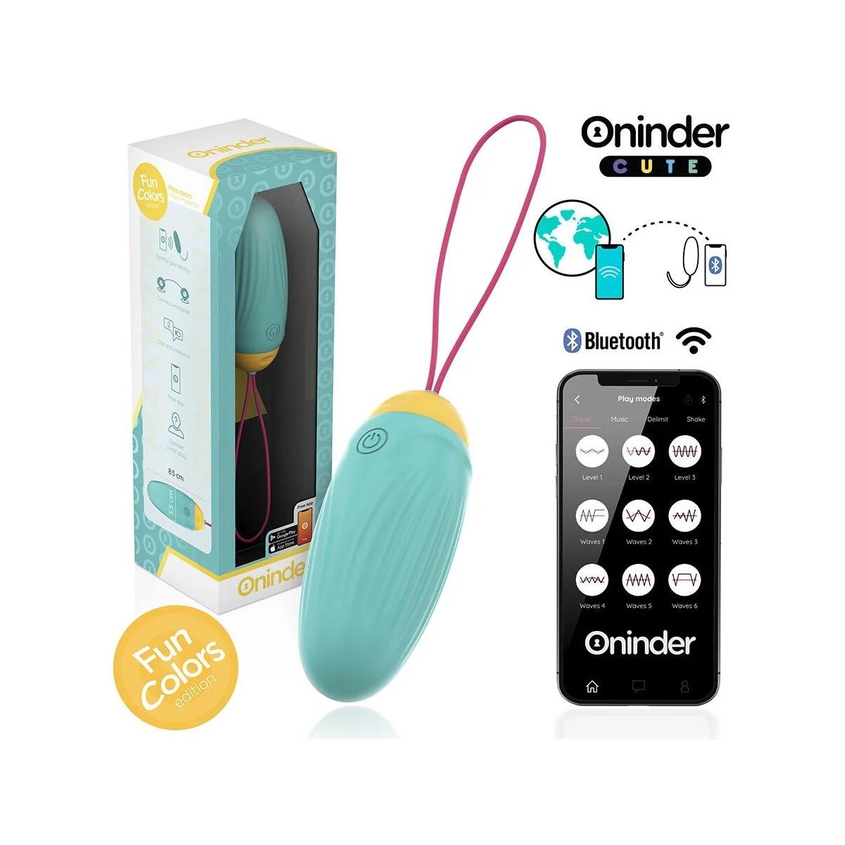 LOVE PLEASURE VIBRO-ROTIERENDES SILIKON-EDELSTEIN-EI - KOSTENLOSE WELTWEITE APP VON ONINDER CUTE