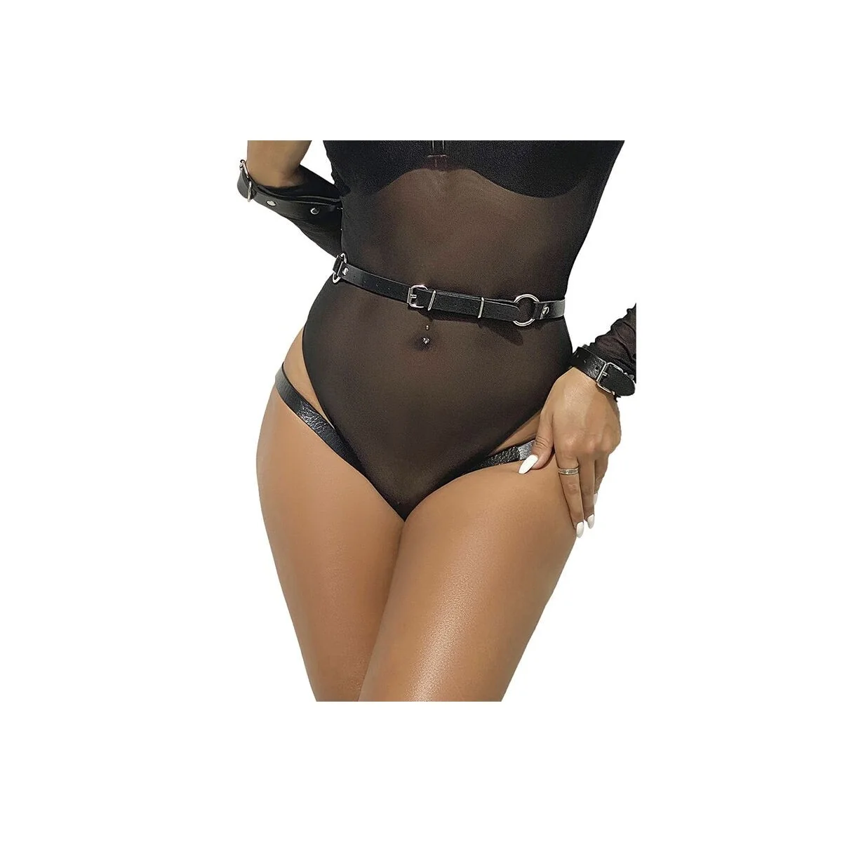 953690 Handschellen mit Bondage-Gürtel Schwarz One Size (S-L) von Subblime Fetish kaufen | Fesselliebe
