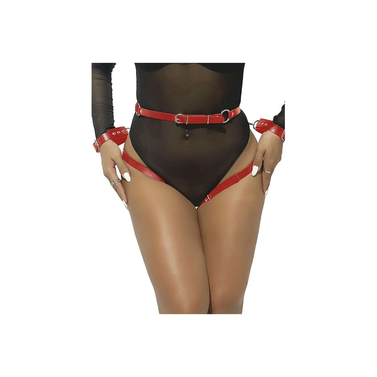 953706 Handschellen mit Bondage-Gürtel Rot One Size (S-L) von Subblime Fetish kaufen | Fesselliebe