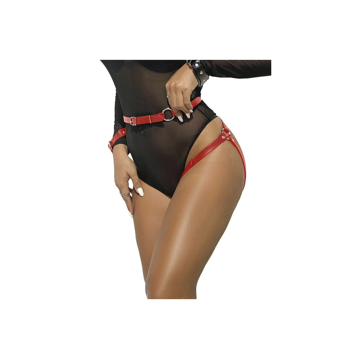 953706 Handschellen mit Bondage-Gürtel Rot One Size (S-L) von Subblime Fetish kaufen | Fesselliebe