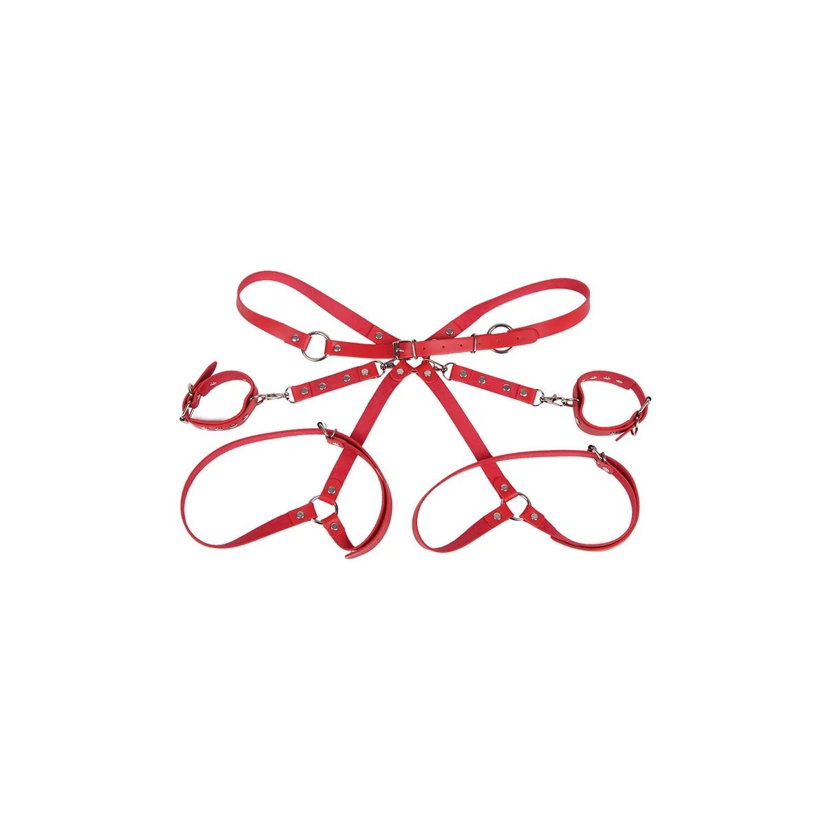 953706 Handschellen mit Bondage-Gürtel Rot One Size (S-L) von Subblime Fetish kaufen | Fesselliebe