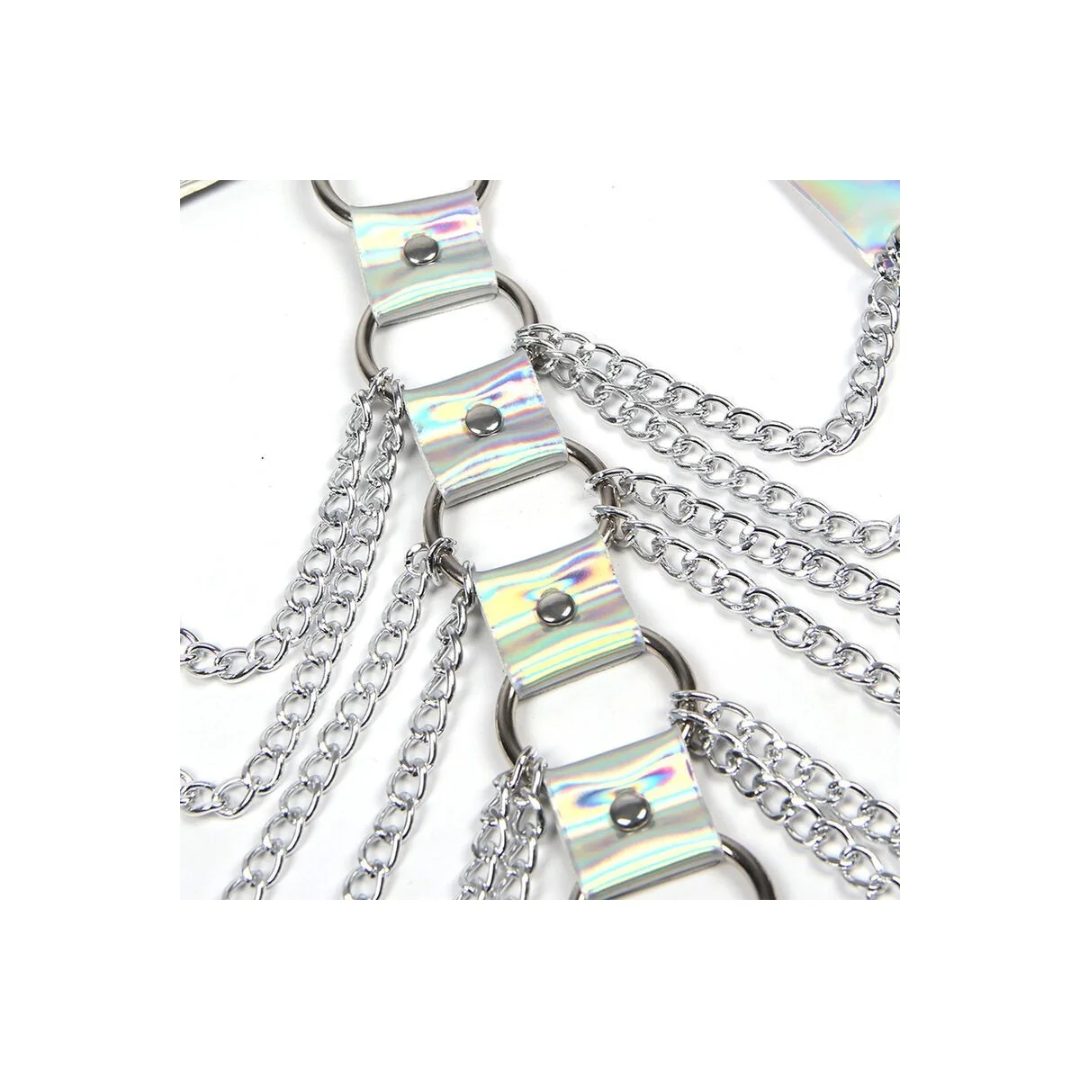 953737 Brustgurt mit Ringen und Ketten Silber One Size (S-L) von Subblime Fetish kaufen | Fesselliebe
