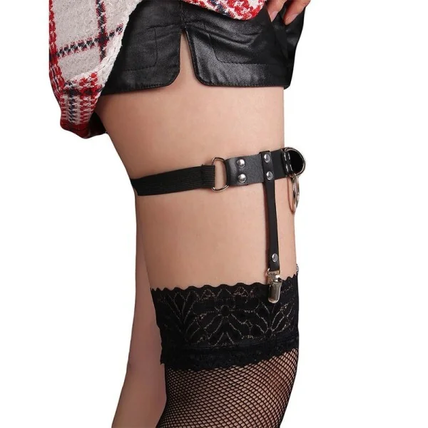 953744 Verstellbares Punk-Strumpfhose aus Leder Schwarz One Size (S-L) von Subblime Fetish kaufen | Fesselliebe