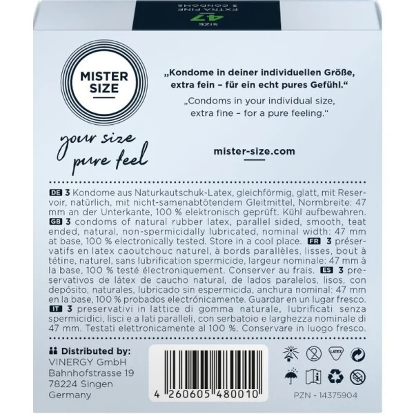 Kondome Größe Xs 47 Mm (3 Stück) von Mister Size kaufen | Fesselliebe