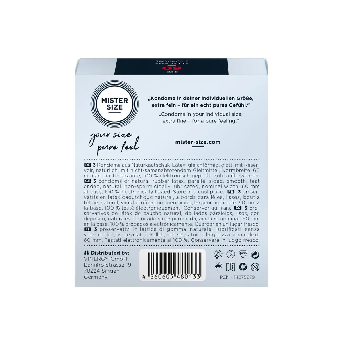 Kondome Größe XL 60 Mm (3 Stück) von Mister Size kaufen | Fesselliebe