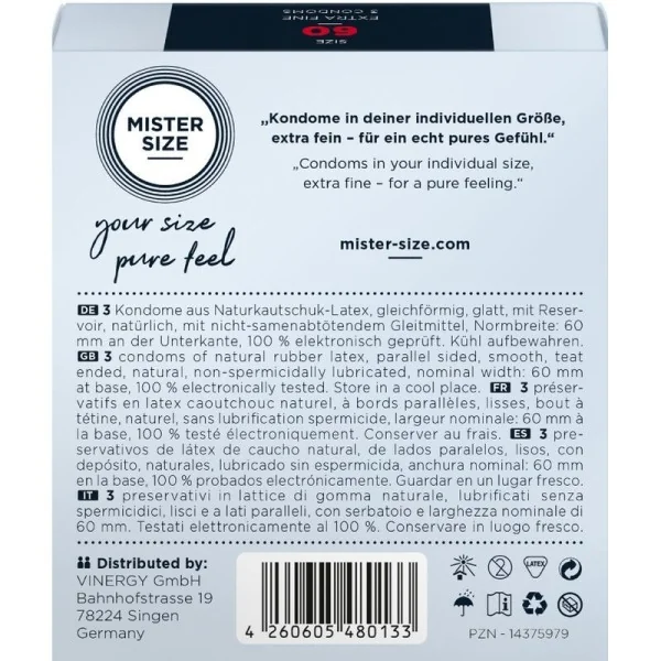 Kondome Größe XL 60 Mm (3 Stück) von Mister Size kaufen | Fesselliebe