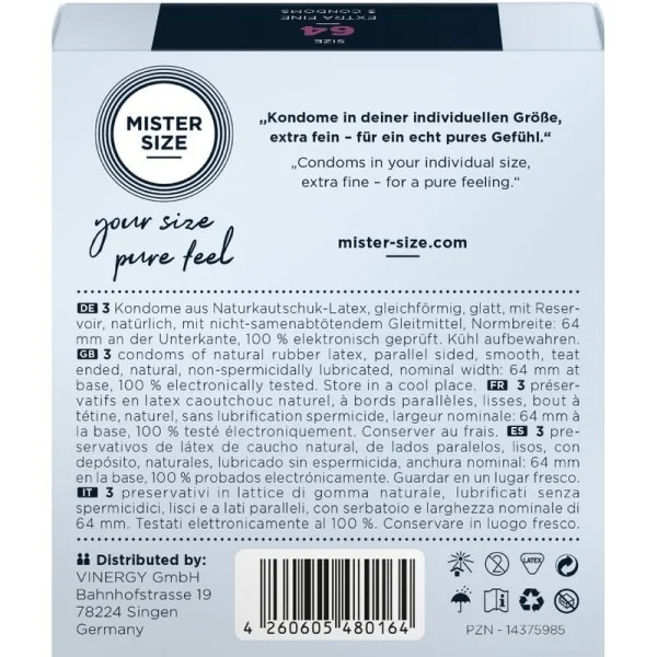 Kondome Größe Xxl 64 Mm (3 Stück) von Mister Size kaufen | Fesselliebe