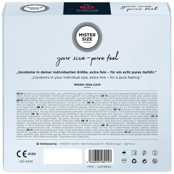 Kondome Größe XL 60 Mm (36 Stück) von Mister Size kaufen | Fesselliebe