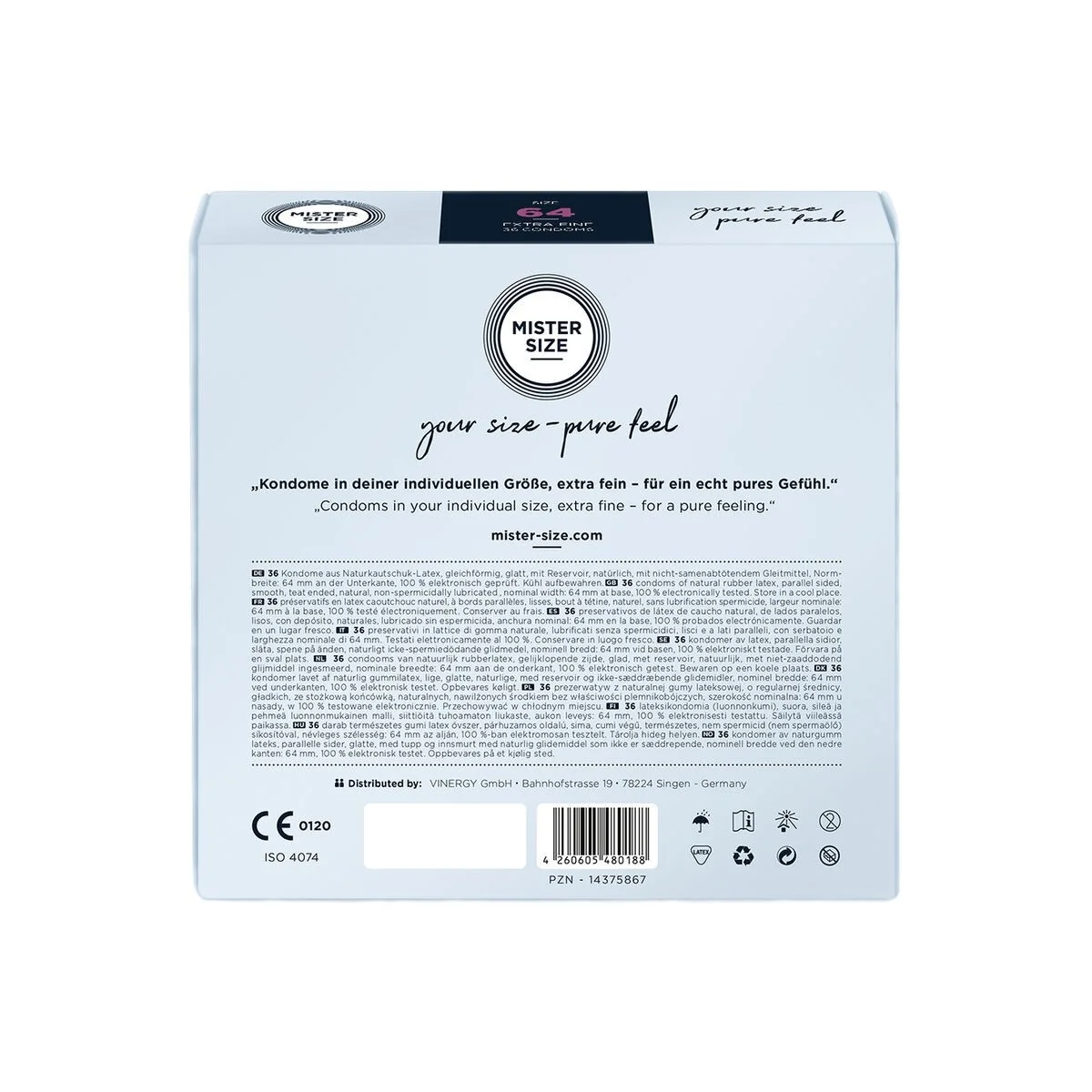 Kondome Größe Xxl 64 Mm (36 Stück) von Mister Size kaufen | Fesselliebe