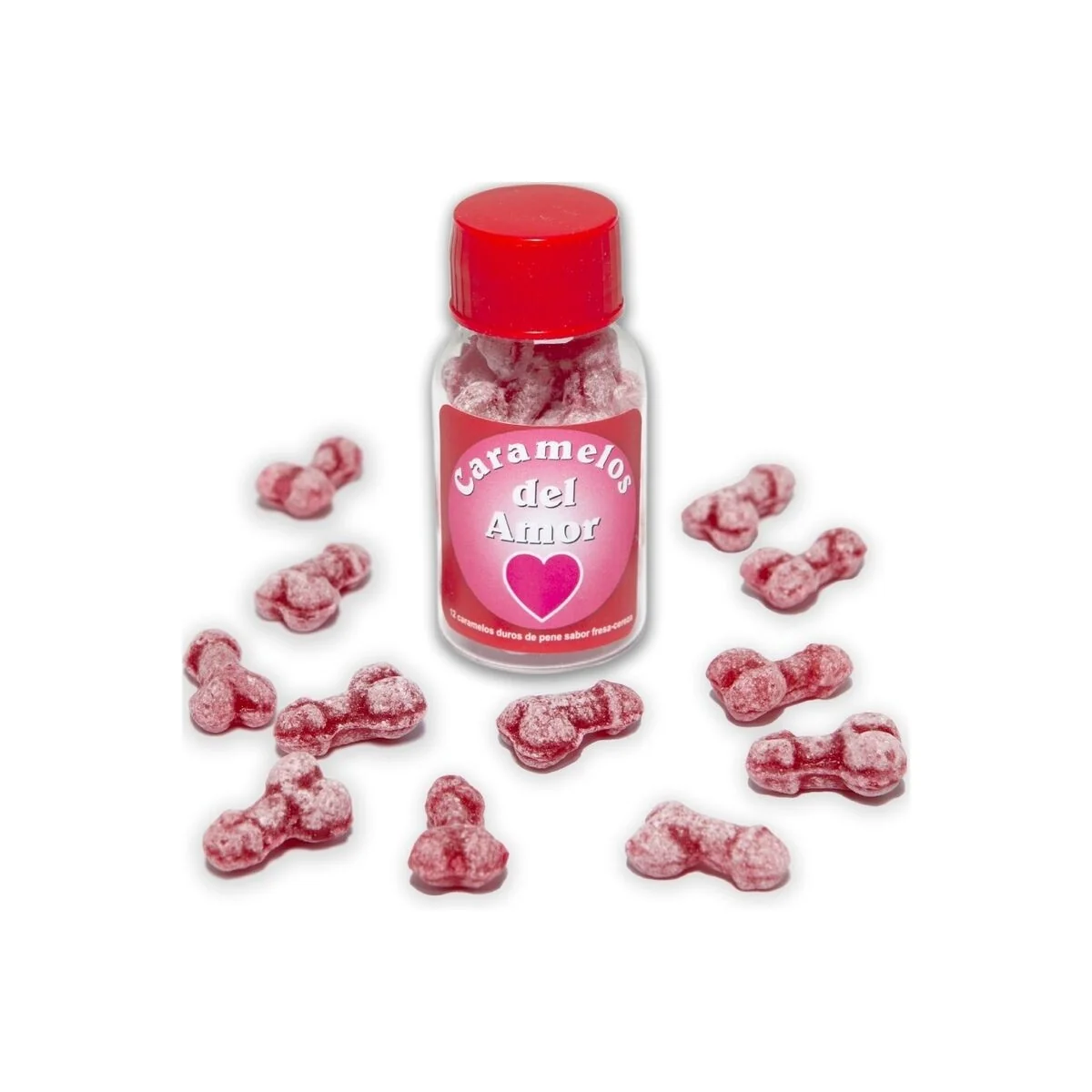 12 Penisförmige Liebesbonbons Erdbeere/Kirsche von Diablo Picante kaufen | Fesselliebe