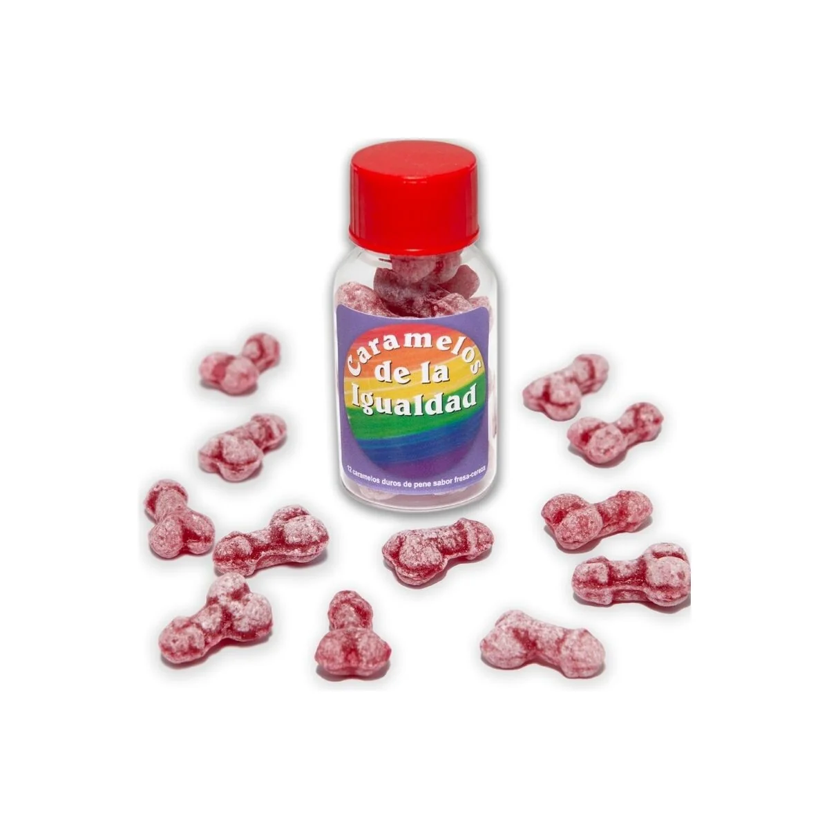 12 Erdbeer-/Kirsch-Penisform-Bonbons für die Gleichheit von Diablo Picante kaufen | Fesselliebe