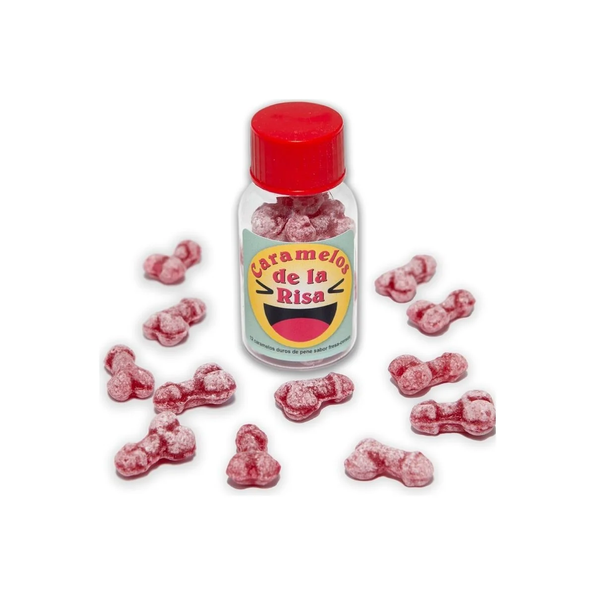 12 Penisförmige Lachbonbons Erdbeere/Kirsche von Diablo Picante kaufen | Fesselliebe