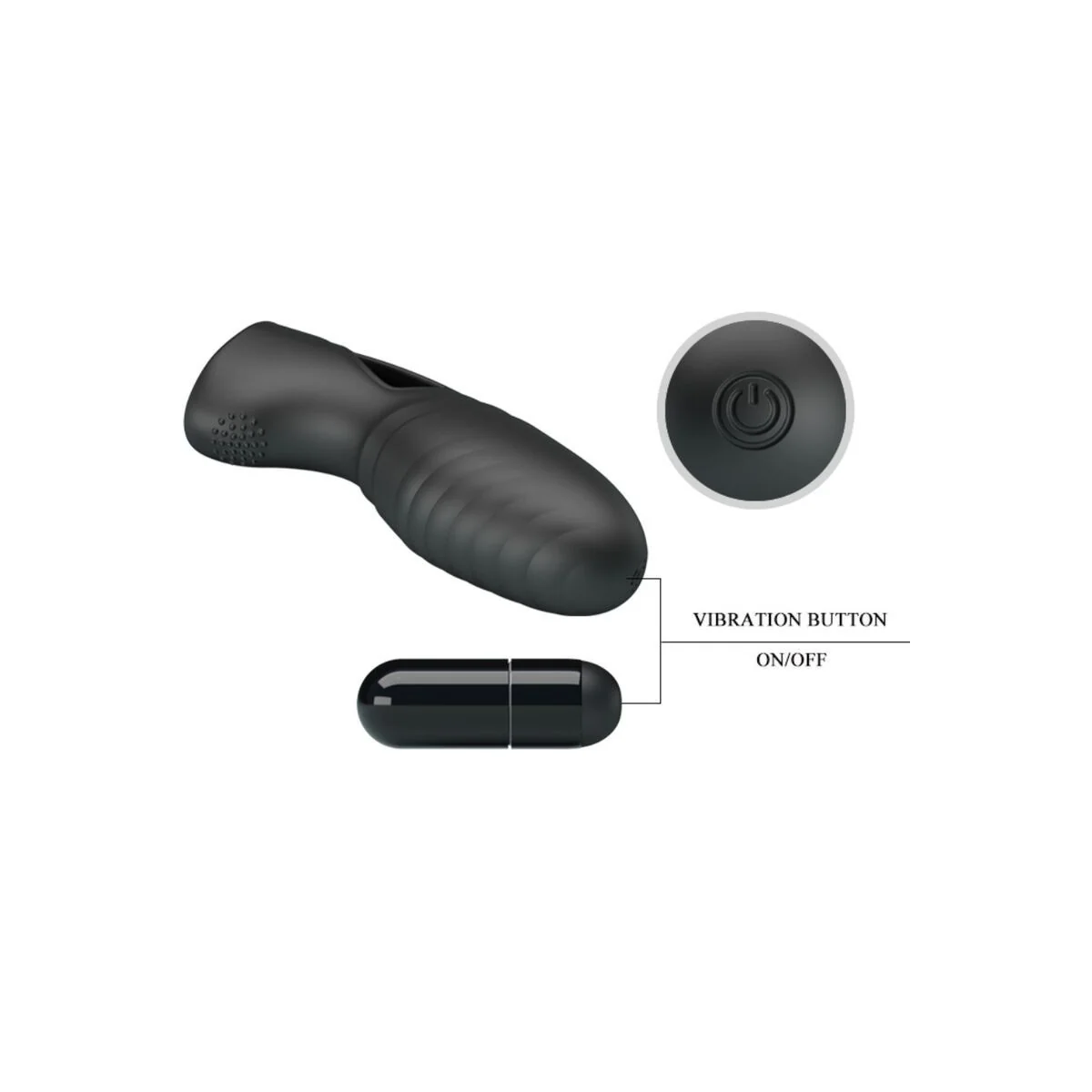 Alan Silikon-Fingervibrator Schwarz von Pretty Love kaufen | Fesselliebe