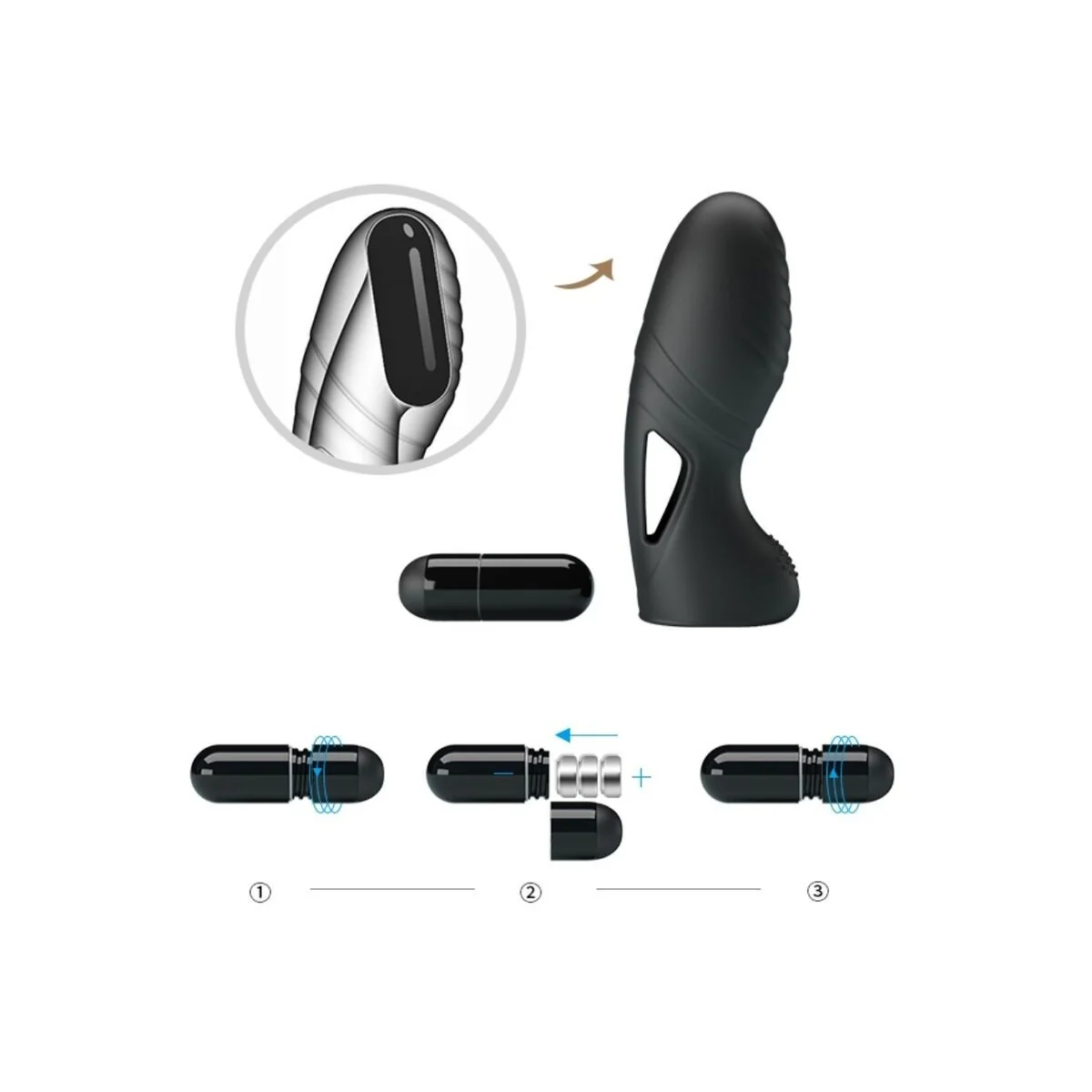 Alan Silikon-Fingervibrator Schwarz von Pretty Love kaufen | Fesselliebe
