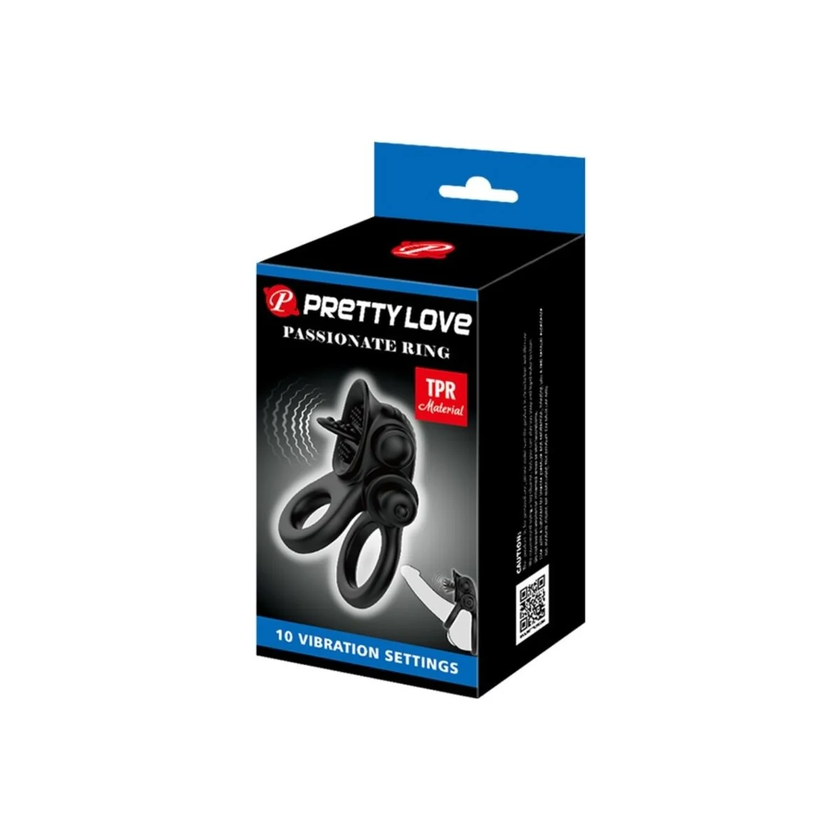 Passionate Ring Doppelter Vibrationsring + Klitoris-Stimulator Schwarz von Pretty Love kaufen | Fesselliebe