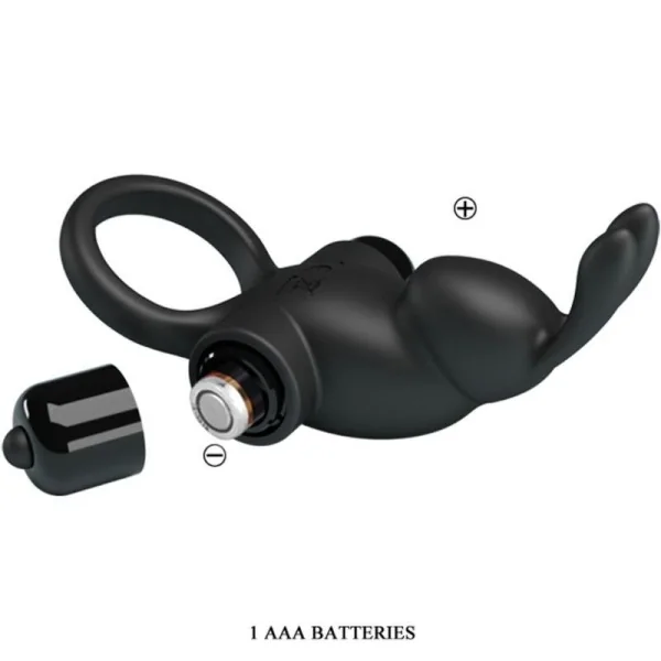 Vibrationsring + Rabbit-Klitoris-Stimulator 10 Vibrationen Schwarz von Pretty Love kaufen | Fesselliebe