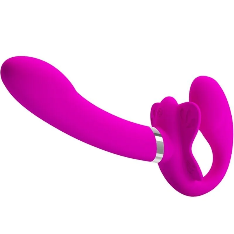 Valerie Doppel-Strap-On-Vibrator 12 Vibrationen Lila von Pretty Love kaufen | Fesselliebe