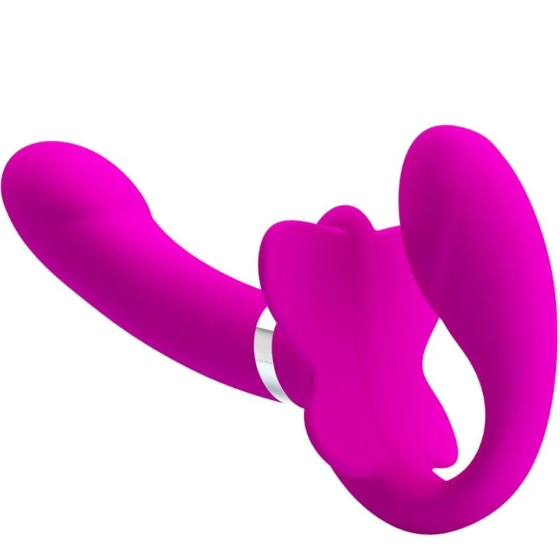 Valerie Doppel-Strap-On-Vibrator 12 Vibrationen Lila von Pretty Love kaufen | Fesselliebe 2