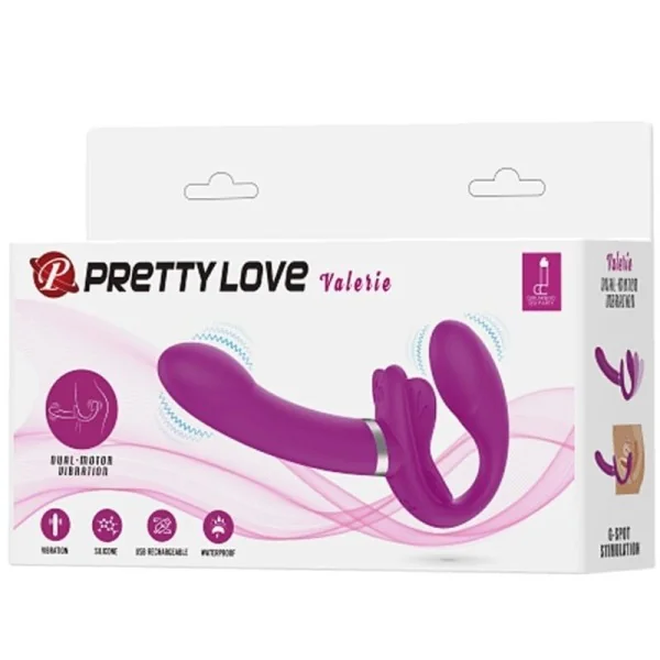 Valerie Doppel-Strap-On-Vibrator 12 Vibrationen Lila von Pretty Love kaufen | Fesselliebe