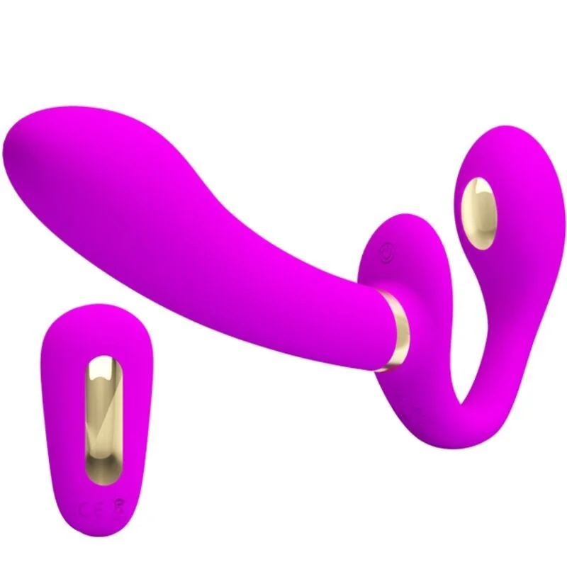 Thunderbird Doppelter Strap-On-Vibrator mit Fernbedienung Lila von Pretty Love kaufen | Fesselliebe