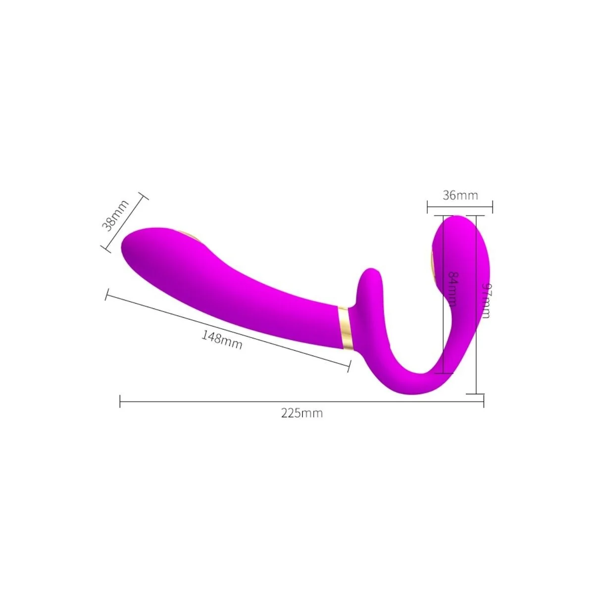 Thunderbird Doppelter Strap-On-Vibrator mit Fernbedienung Lila von Pretty Love kaufen | Fesselliebe