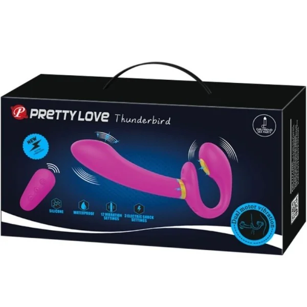 Thunderbird Doppelter Strap-On-Vibrator mit Fernbedienung Lila von Pretty Love kaufen | Fesselliebe