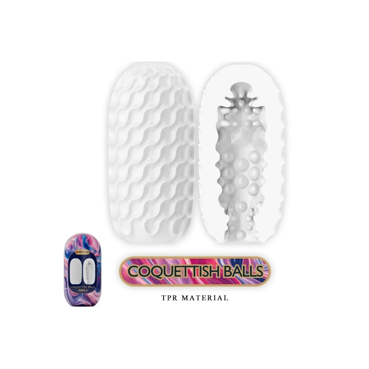 Kokettische Kugeln aus Silikon, Männlicher Masturbator, Weiss von Pretty Love kaufen | Fesselliebe