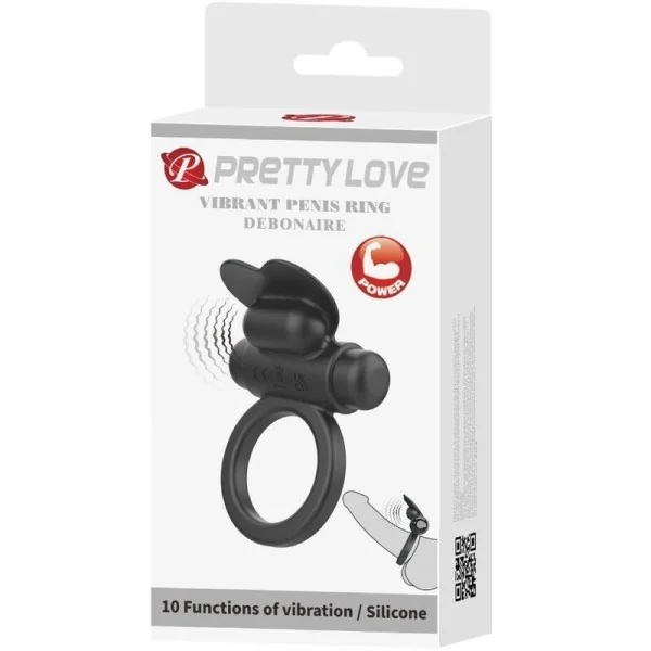 Debonaire Vibrationsring Kaninchen 10 Vibrationen Schwarz von Pretty Love kaufen | Fesselliebe