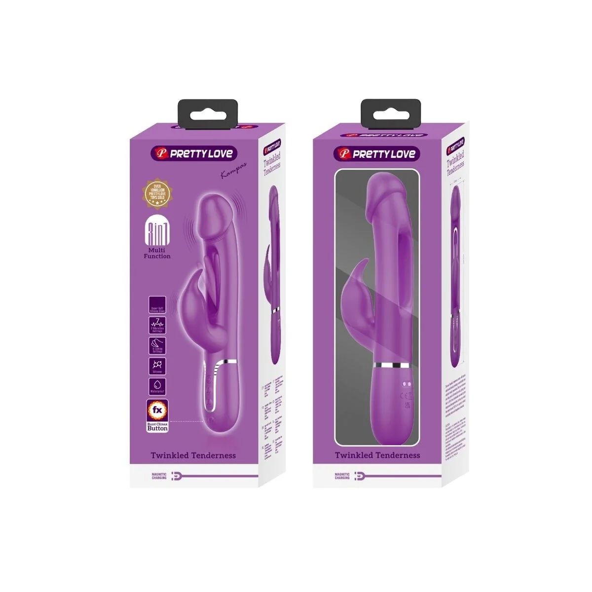 Kampas 3 in 1 Multifunktions-Rabbit-Vibrator Lila von Pretty Love kaufen | Fesselliebe