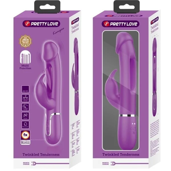 Kampas 3 in 1 Multifunktions-Rabbit-Vibrator Lila von Pretty Love kaufen | Fesselliebe