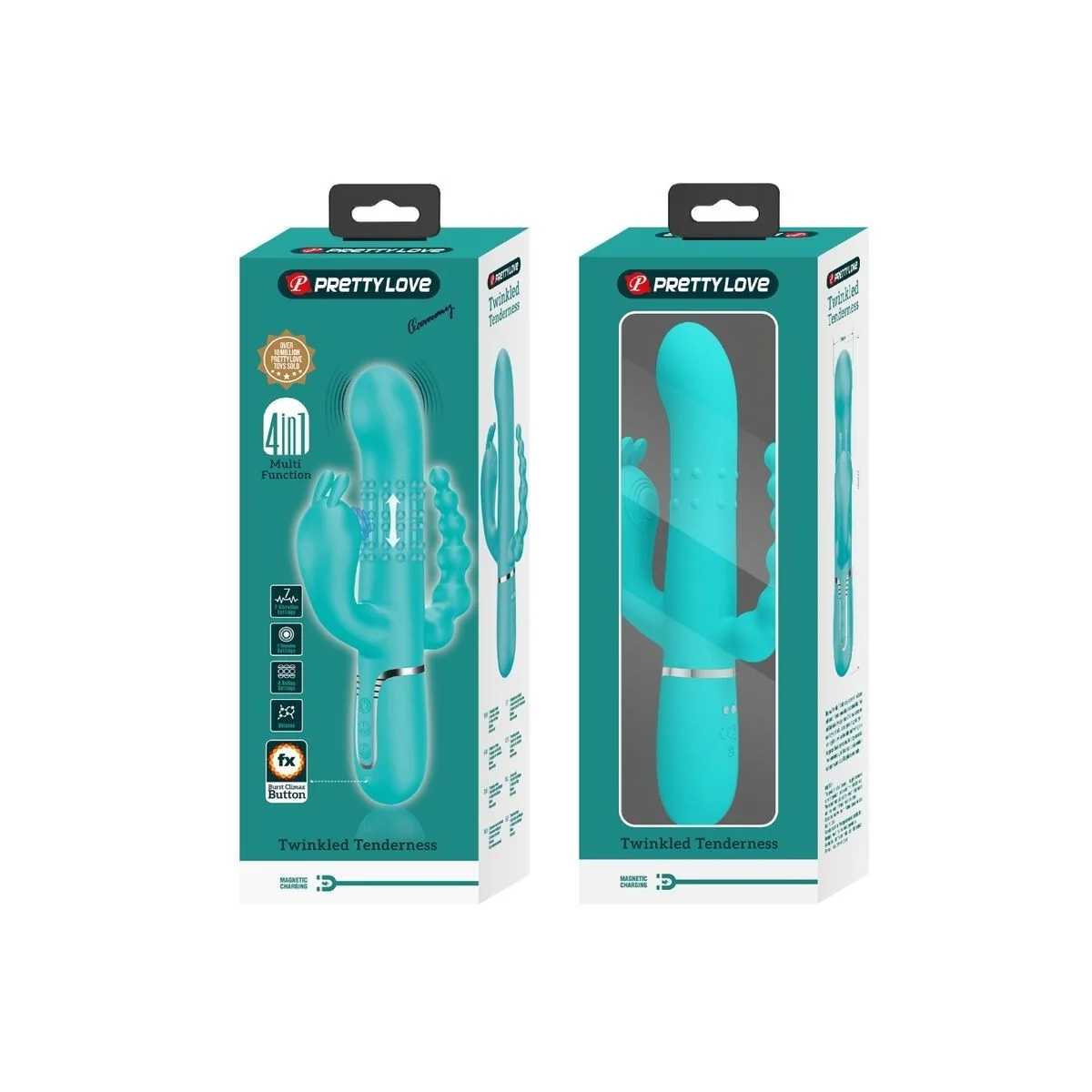 Cammy 4 in 1 Multifunktions-Dreifacher Rabbit-Vibrator Blau von Pretty Love kaufen | Fesselliebe